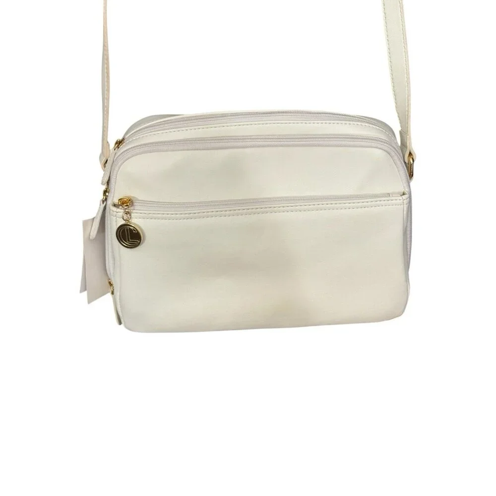 NOS Carryland White Purse Crossbody Bag Vintage w/ Original Tags Zip‎ Close